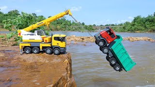 Scania Tipper Truck Accident Biggest Amazon River Pulling Out Crane | Massey Tractor | CS Toy