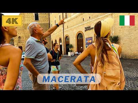 Macerata, walking tour 4k italy, real city life, must too see in Marche region, center Italy town