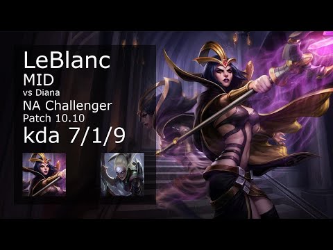 LeBlanc Mid vs Diana - NA Challenger 7/1/9 Patch 10.10 Gameplay