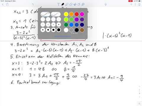Übungsblatt2 Aufgabe f2 - Integration per Partialbruchzerlegung