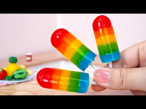 Rainbow Popsicles Ice Cream 🌈🍦 Miniature Rainbow Jelly Decorating  Miniature Desserts by Mini Cake