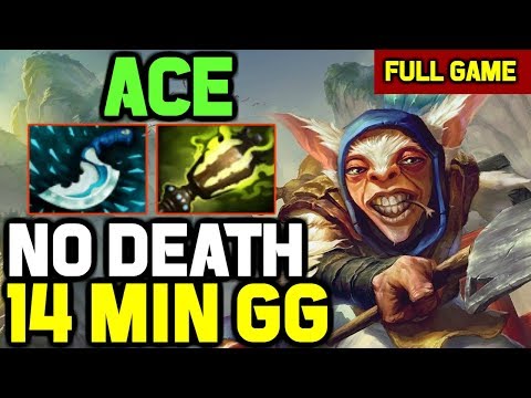 Ace LAST PICK Meepo 1st Item Blink Dagger build END GAME in 14 minutes