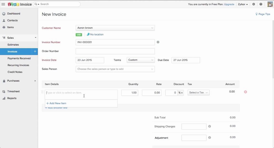 Zoho Invoice: Creating Your First Invoice