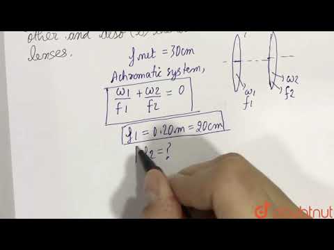 Se requiere de un sistema acromático convergente de longitud 30m compuesto por dos lentes...