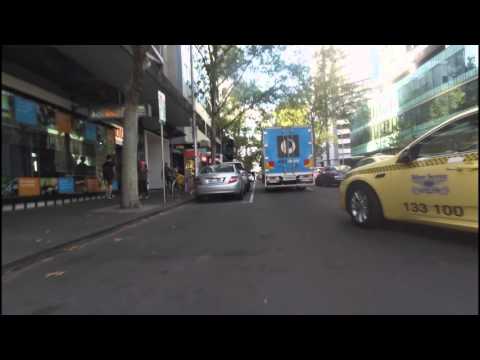 A very close call on Exhibition Street, Melbourne, with a door.