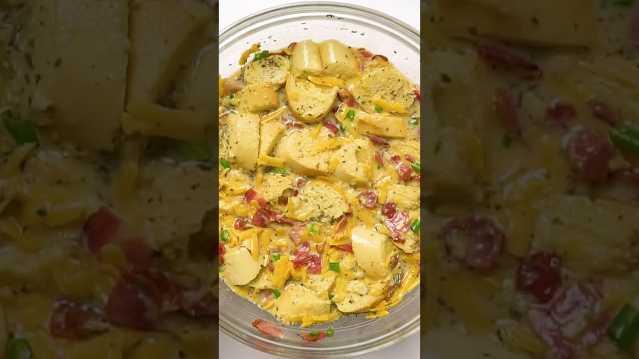 Delicious Breakfast Strata #breakfastrecipe #breakfastcasserole #breakfast #eggs