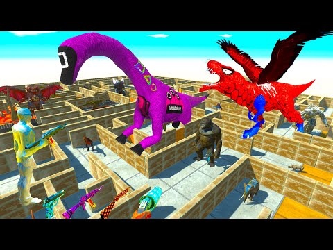 FPS AVATAR ALL WEAPONS vs Dinosaurs IN DEADLY MAZE - ARBS