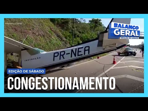 Duas pessoas ficam feridas após avião fazer pouso forçado na rodovia Régis Bittencourt