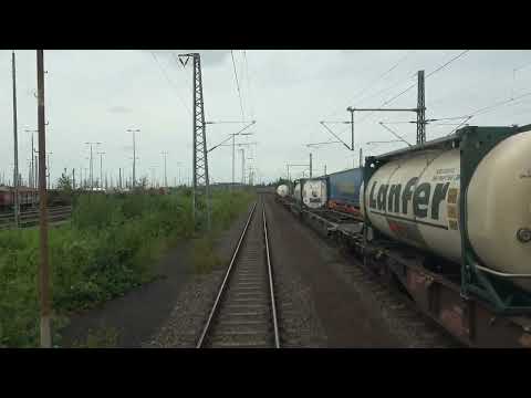 Train cab ride; Hamm (Westf.) Rbf; shunting the loco (20240804)