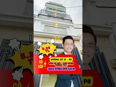 Nhà hẻm ôtô Quang Trung P.8 Gò Vấp. 36m2 xây 5 tầng 6PN, Full nội thất. Chỉ 5.x