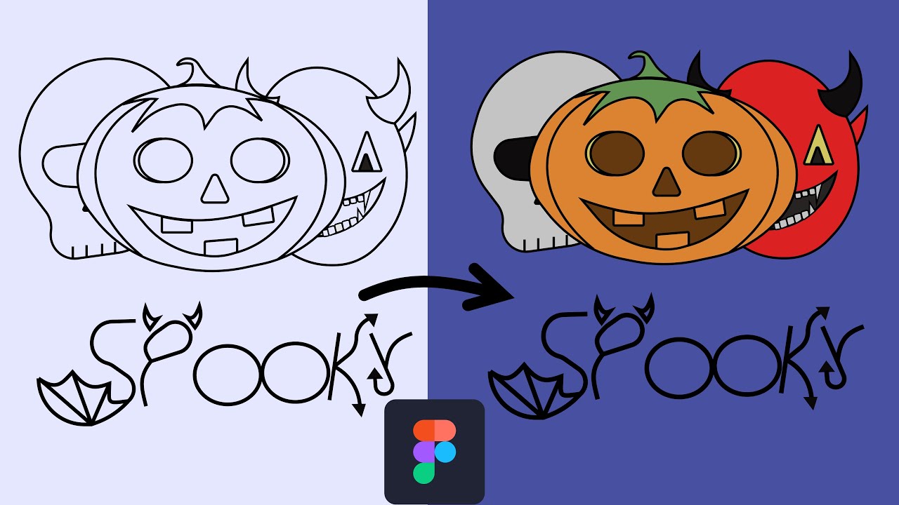 Figma Tutorial: How to draw a Halloween art illustration from sketch.