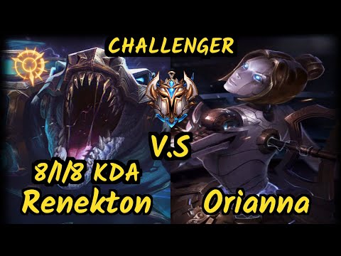 금똥왁왁 (RENEKTON) vs ORIANNA - 8/1/8 KDA MID CHALLENGER GAMEPLAY - KR