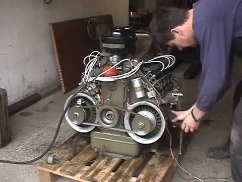 vzduchem chlazený Motor TATRA 603 V8, air-cooled engine, první start