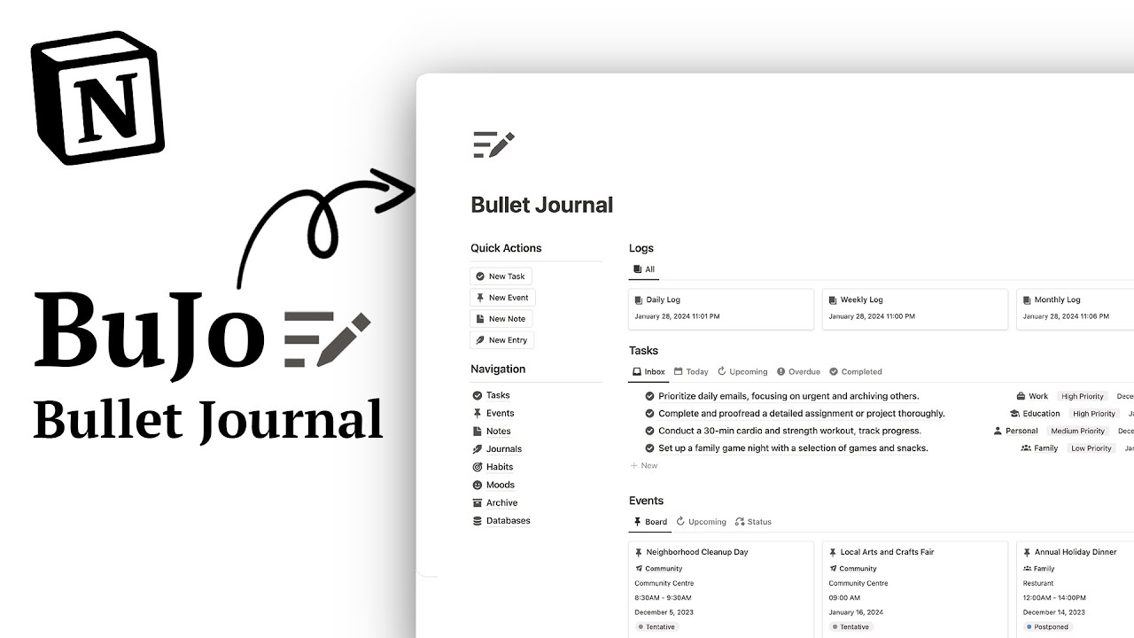 Notion Bullet Journal Template Tour