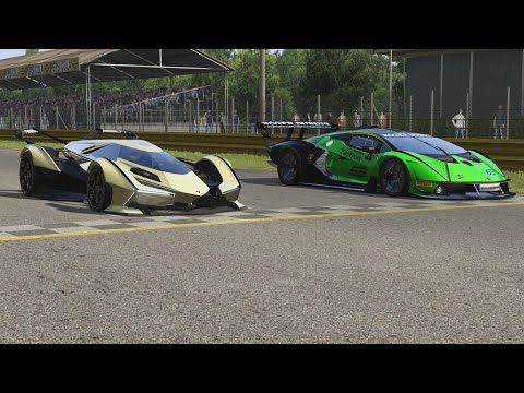 Lamborghini V12 Vision GT vs Lamborghini Essenza SCV12  at Monza Full Course