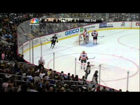 Jakub Voracek PPG 1st goal of hat trick Feb 20 2013 Philadelphia Flyers vs Pittsburgh Penguins NHL
