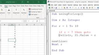 Excel vba   For Loop   with GoTo and Exit For