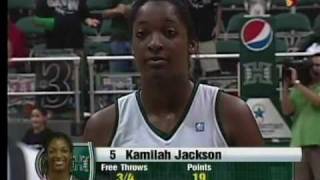 Pressure free throw - Freshman Kamilah Jackson's 12th double-double
