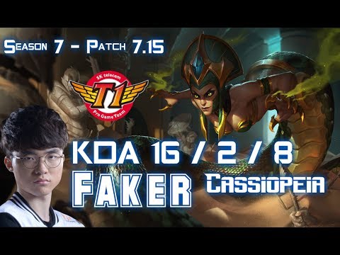 SKT T1 Faker CASSIOPEIA vs GALIO Mid - Patch 7.15 KR Ranked