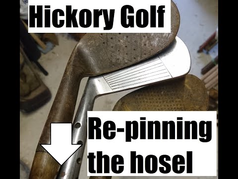Removing and re-fitting a hosel pin on a hickory golf club