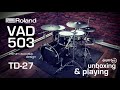 Roland VAD 503 v-drums acoustic design electronic drums unboxing & playing