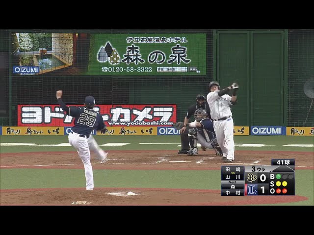 【3回裏】バファローズ・田嶋がライオンズ強力上位打線を3者連続三振の好投!!