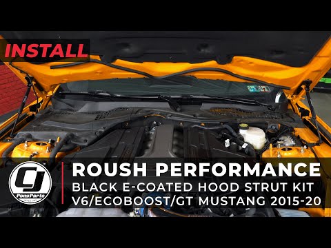 2015-2020 Mustang Install | Roush Black E-Coated Hood Strut Kit