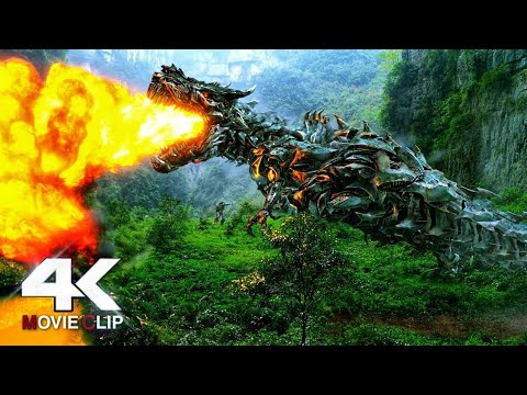 Transformers: Age Of Extinction | Optimus Prime vs. [Dinobots] Grimlock Fight Scene [in Hindi]