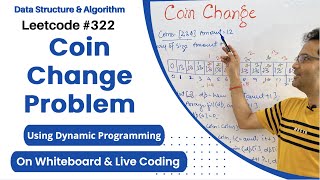 YouTube video 'Coin Change Problem | Dynamic Programming | Explanation on Whiteboard & Live Coding | Leetcode  322'