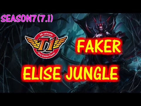 SKT T1 Faker - Elise Jungle - Solo ranked Game 【KR LOL】【 Challenger】