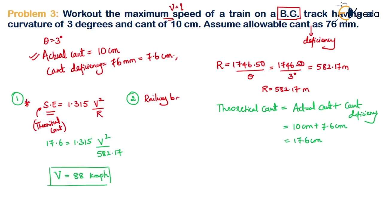 Geometric Design of Railway  Problem 3 - Geometric Design of Railway - Transportation Engineering 2