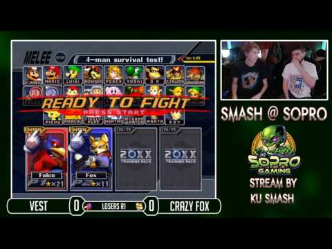 SoPro 34 SSBM - Vest (Falco) Vs. Crazy Fox (Fox) Losers Round 1