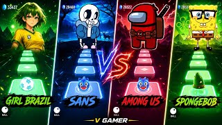 Passo Solto ATLXS vs Undertale Sans vs Among us vs SpongeBob - Tiles Hop | V Gamer 💥