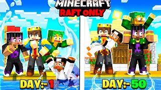 100 Days on ONE RAFT with Friends In Minecraft 😰