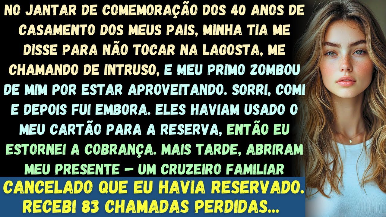 Apareci no jantar de 40 anos de casamento dos meus pais. Minha tia disparou: “Não encosta na lagosta