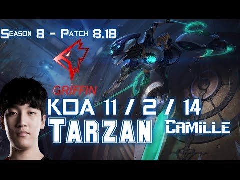 GRF Tarzan CAMILLE vs LEE SIN Jungle - Patch 8.18 KR Ranked