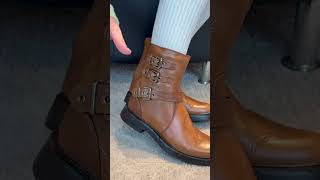 V�deo Bota Biker Pelica Conhaque Mezzo Punto