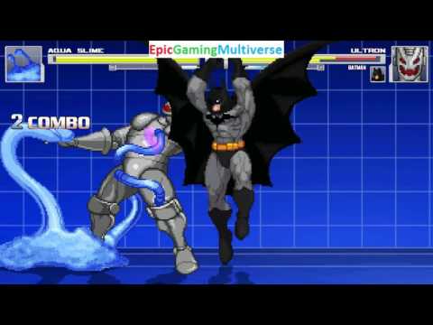 Aqua Slime VS Batman The Superhero And Ultron In A MUGEN Match / Battle / Fight