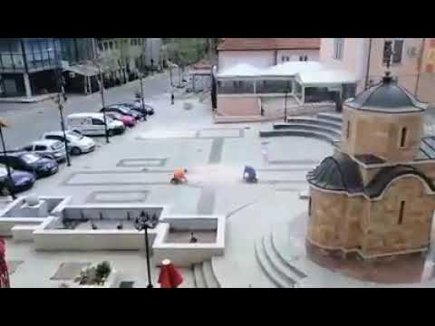 Kutlesh Sun Being Removed from Kriva Palanka Square, Macedonia