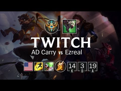 Twitch AD Carry vs Ezreal - NA Challenger Patch 8.9