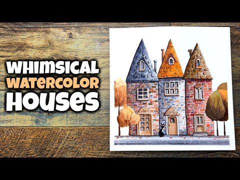Watercolor Painting Tutorial | Whimsical Houses in Autumn | Step by Step for Beginners
