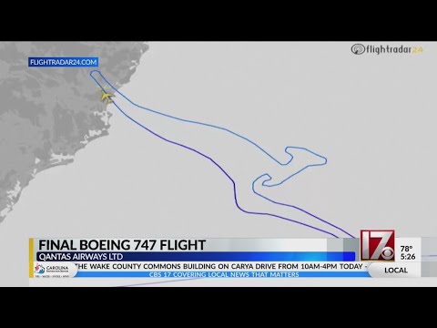 Qantas Airlines' final Boeing 747 flight flies in kangaroo pattern