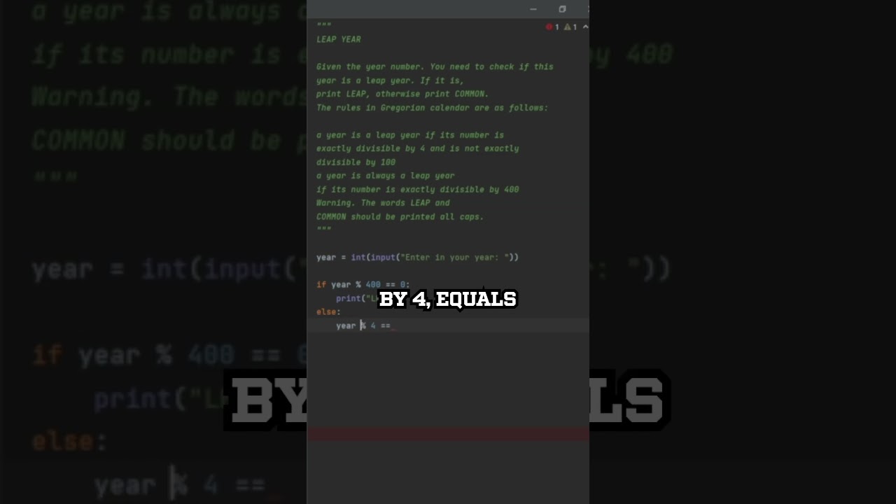 Python - Leap Year #coding #computerscience #python #programming #maths #newyear #newyear2025 #fyp