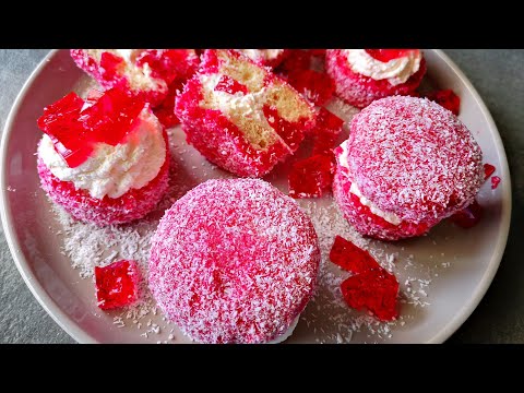 Jelly filled Red Snowball cakes . Melt in the mouth deliciousness.