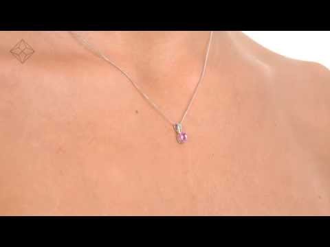 FER23-RUY - Pink Sapphire 5 x 4mm 18K White Gold Pendant