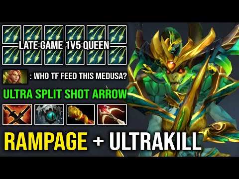 Truly Late Game Queen RAMPAGE + Ultrakills 990 GPM Medusa 1v5 Split Shot Arrow with Pudge Aghs Combo
