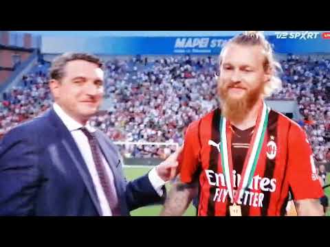 Simon Kjær Receives Medal For Winning The Scudetto With AC Milan