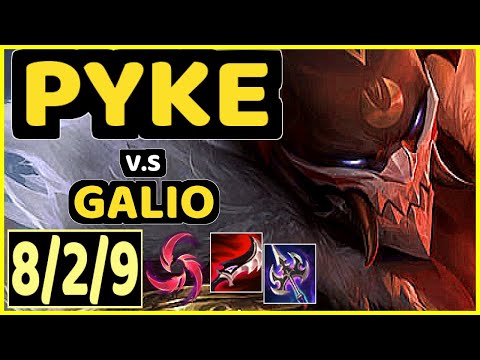 PYKE vs GALIO - 8/2/9 KDA BOTTOM SUPPORT GAMEPLAY - KR Ranked GRANDMASTER