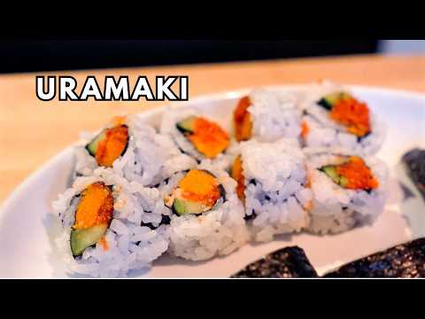 How to Make a Uramaki Roll in Slow Motion (Two Angles!) | Uramaki Sushi Rolls