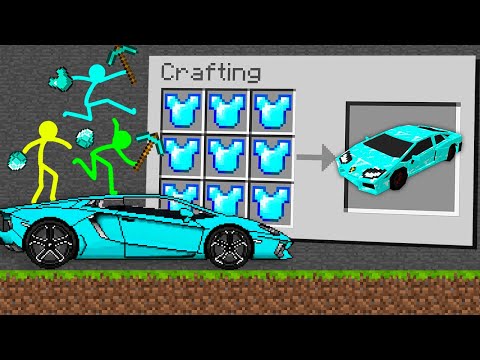 Stickman vs Minecraft Animation CRAFTING DIAMOND LAMBORGHINI / Animation vs Minecraft Cartoon